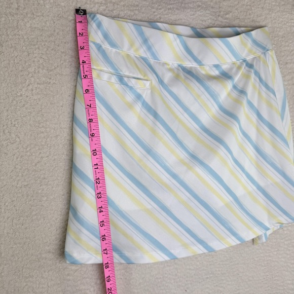 Pebble Beach Skort Womens Large White Blue Yellow Stripe‎ Dry-Luxe Golf Pull-On - Picture 8 of 10